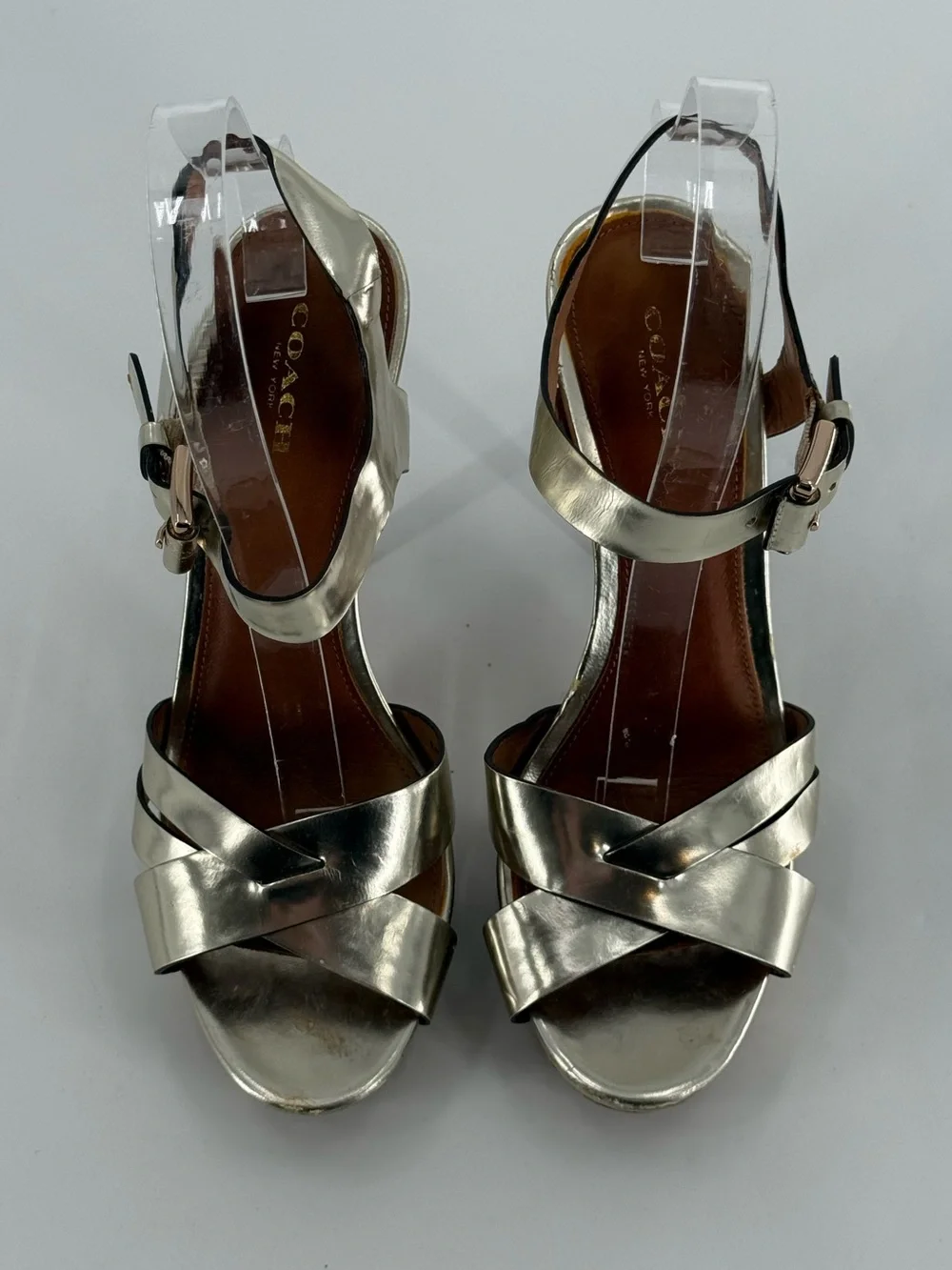 Coach Dani Gold‎ Platform Heels Pumps Sandals 7.5